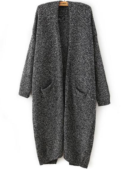 Shein Back-slit With Pockets Loose Cardigan
