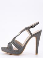 Shein Faux Suede Cutout Crisscross Sandals - Gun Color