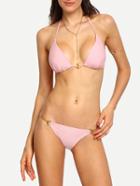 Shein Plain Toggle Closure Accent Bikini Set