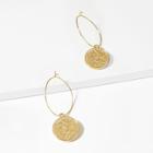 Shein Figure Engraved Round Decorated Hoop Earrings