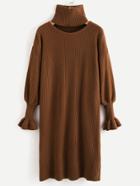 Shein Fluted Sleeve Knit Dress With Matching Collar