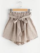 Shein Gingham Print Shorts With Belt