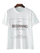 Shein White Short Sleeve Letters Printed Casual T-shirt