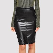 Shein Zip Detail Split Back Coated Pencil Skirt