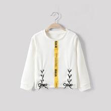 Shein Toddler Girls Letter Tape Lace Up Side Blouse