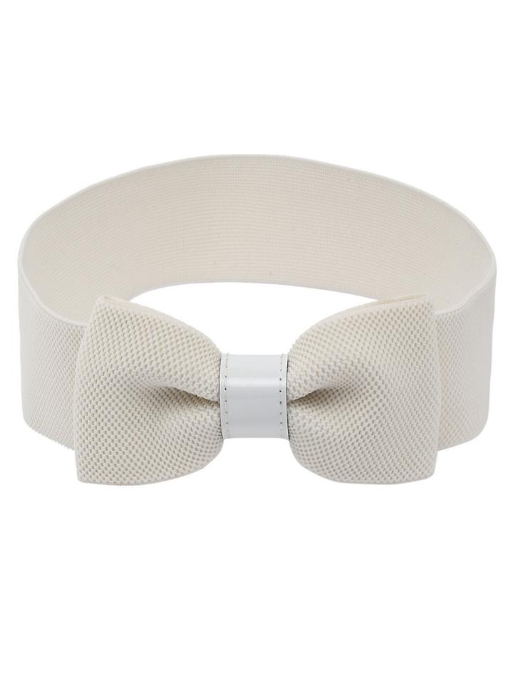 Shein Bow Front Off-white Wide Elastic Belt