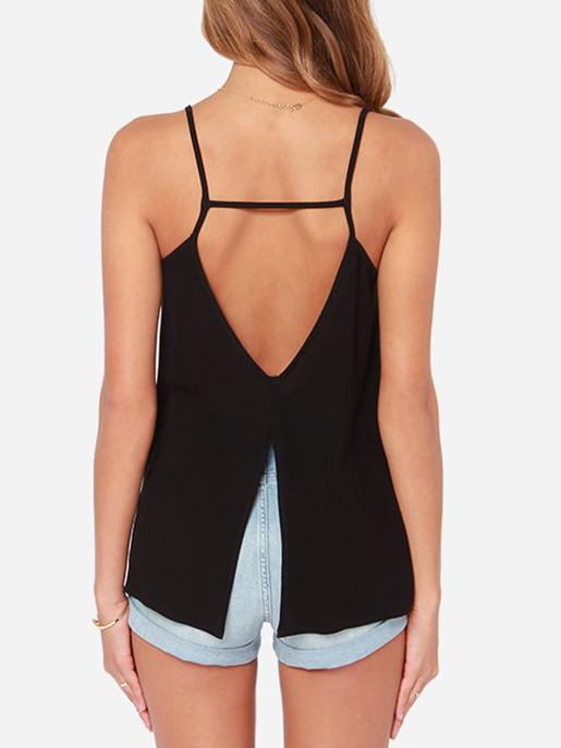 Shein Black Spaghetti Strap Backless Cami Top