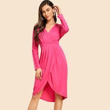 Shein Pleated Tulip Hem Wrap Dress