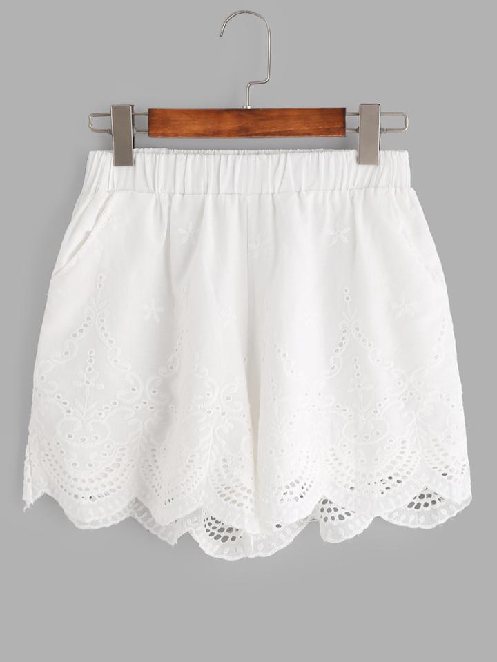Shein Laser Cut Out Scallop Hem Shorts