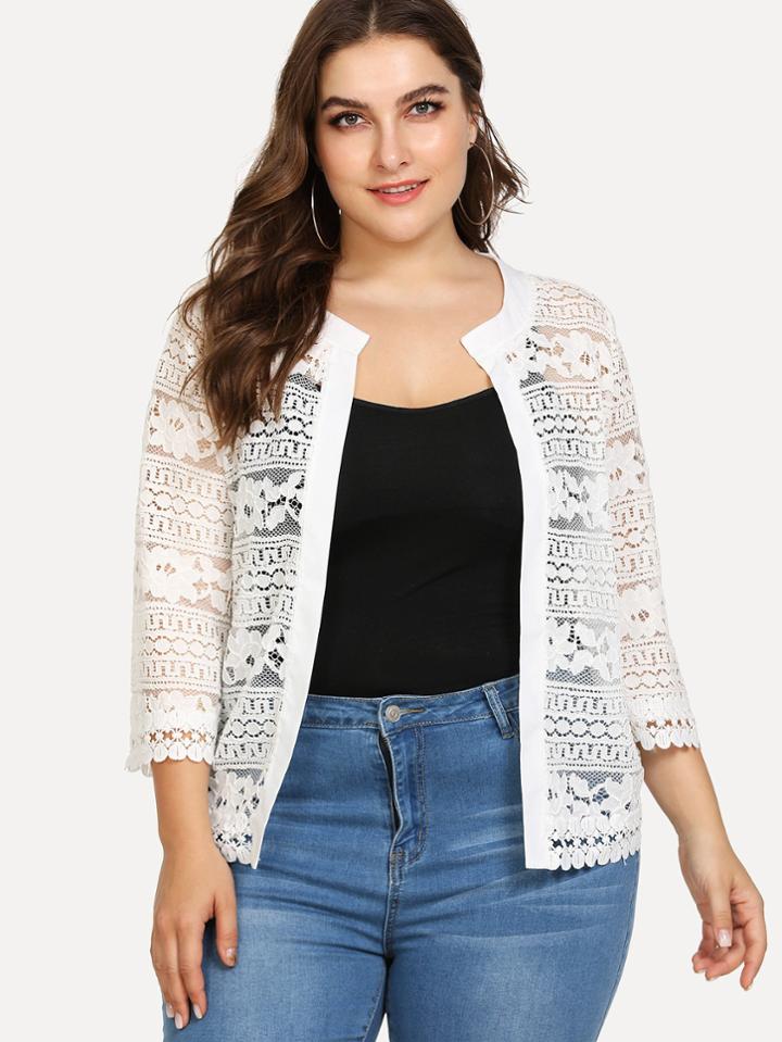 Shein Lace Floral Embroidery Coat