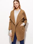 Shein Khaki Raglan Sleeve Draped Collar Coat