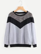 Shein Cut And Sew Marled Pullover