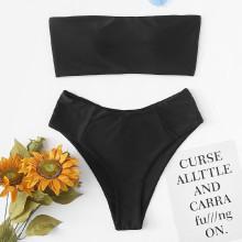 Shein Bandeau Plain Bikini Set
