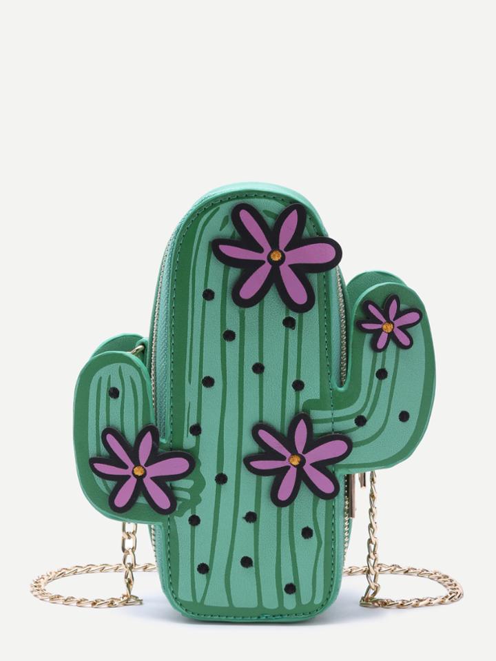 Shein Green Cactus Shaped Crossbody Chain Bag