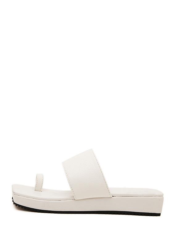 Shein White Open Toe Flatform Flip Flops