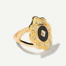 Shein Contrast Flower Ring With Rhinestone