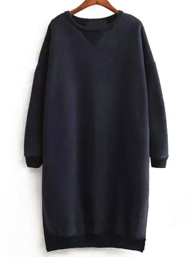 Shein Navy Crew Neck Split Loose Sweatshirt Dress