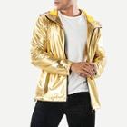 Shein Men Metallic Solid Hooded Jacket