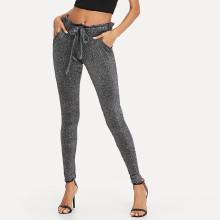 Shein Drawstring Waist Pocket Detail Pant