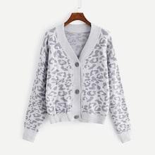 Shein Leopard Print V Neck Sweater