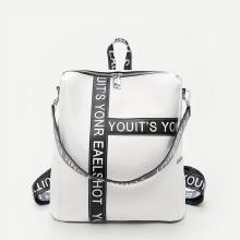 Shein Slogan Print Pebble Embossed Backpack