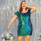 Shein Plus Slim Fitted Bardot Sequin Dress