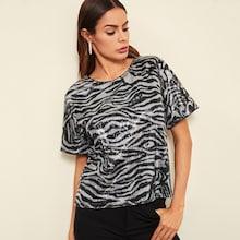 Shein Sequin Panel Top