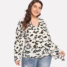 Shein Plus Drop Shoulder Surplice Wrap Top