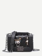 Shein Black Quilted Leather Jelly Handbag With Chain Strap