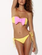 Shein Yellow Bandage Bow Bikini Set