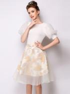 Shein Print Layered Zipper Waist A Line Skirt
