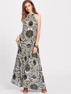 Shein Paisley Print Tiered Halter Maxi Dress