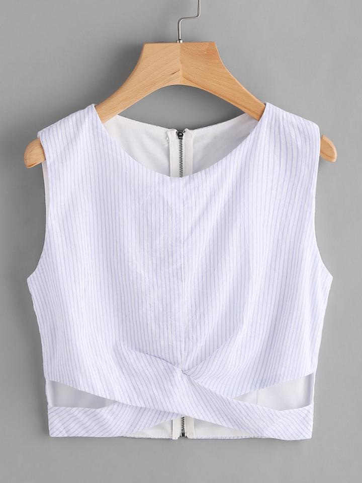Shein Cut Out Front Vertical Striped Top