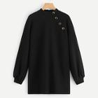 Shein Button Detail Keyhole Back Sweatshirt