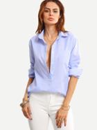 Shein Button Vertical Striped Pullover Blouse