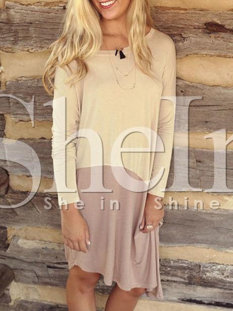 Shein Apricot Color Block Casual Dress