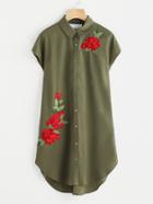 Shein Flower Patch Ladder Strap Back Curve Shirt Dress