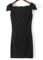 Rosewe Charming Cap Sleeve Open Back Summer Dress Black