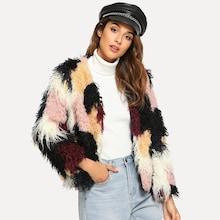 Shein Open Front Patchwork Outerwear