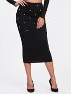 Shein Pearl Beading Rib Knit Fitted Skirt