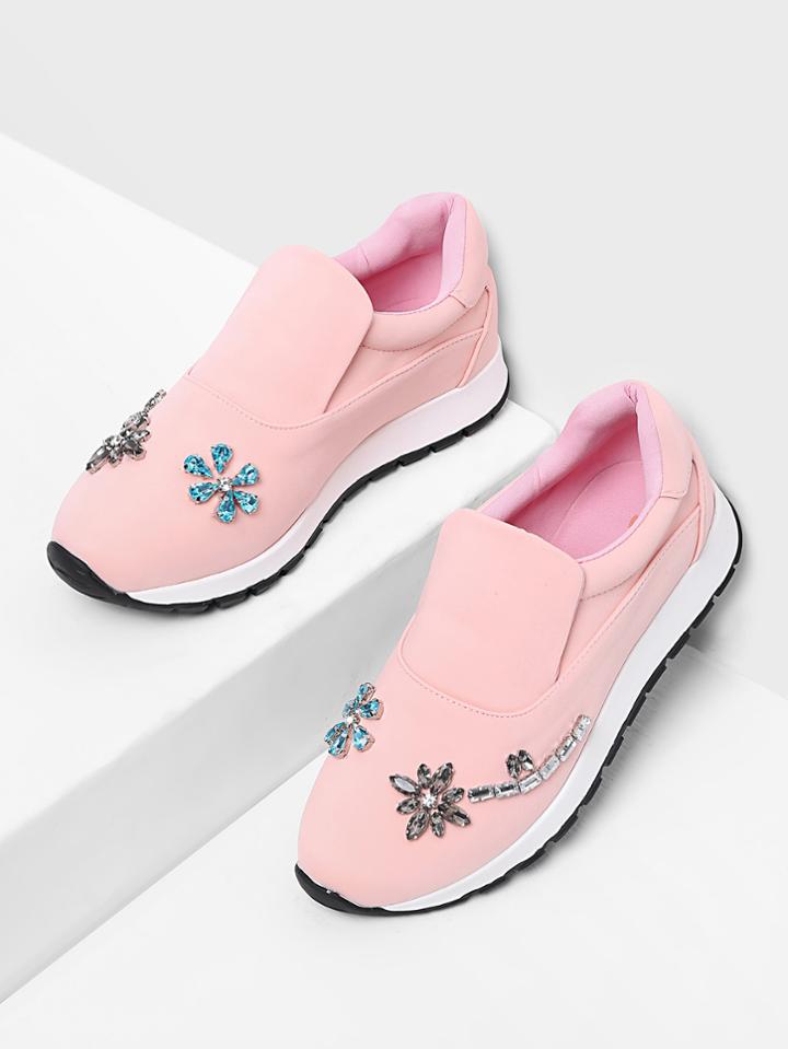 Shein Rhinestone Design Slip On Sneakers