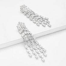 Shein Rhinestone Overlay Tassel Chain Drop Earrings
