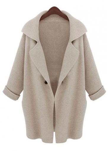 Rosewe New Arrival Beige Turndown Collar Long Sleeve Sweaters