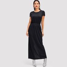 Shein Backless Split Solid Dress