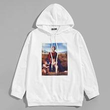 Shein Men Figure Print Drawstring Hoodie