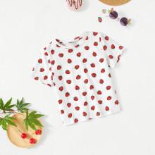 Shein Girls Allover Strawberry Print Tee