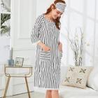 Shein Lace Trim Striped Dress With Eye Mask