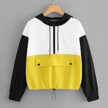 Shein Color-block Drawstring Hoodie