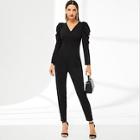 Shein Puff Sleeve Tailored Wrap Jumpsuit