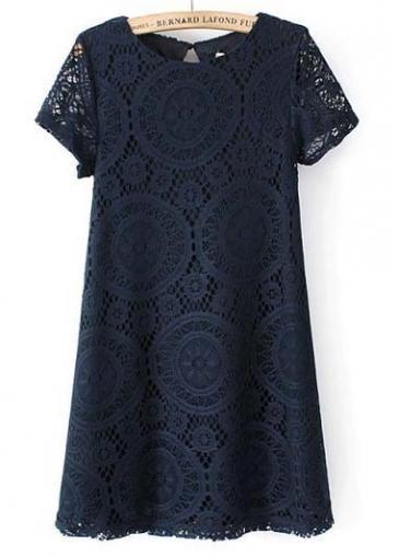 Rosewe Fine Quality A Line Design Navy Blue Dress